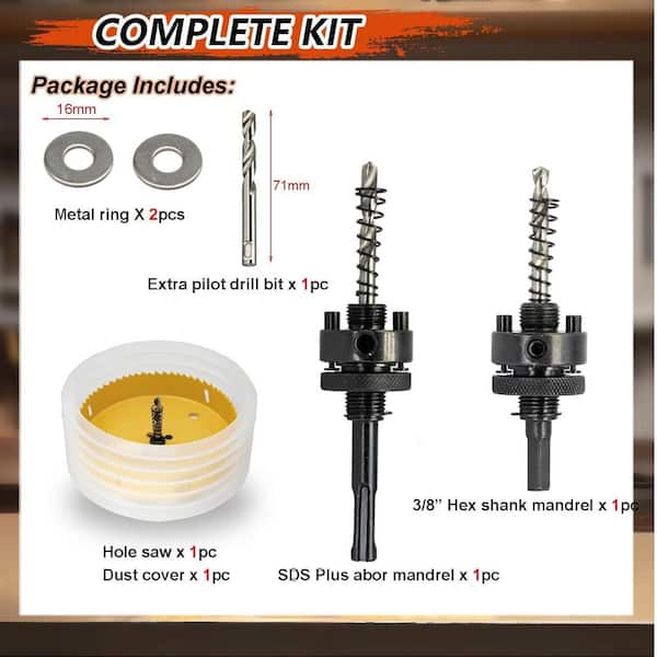 Unbranded Hole Saw with Dust Bowl for Recessed Lighting Includes  Shank Multi-Functional Cutter for Wood Drywall Plaster 134PH02422D