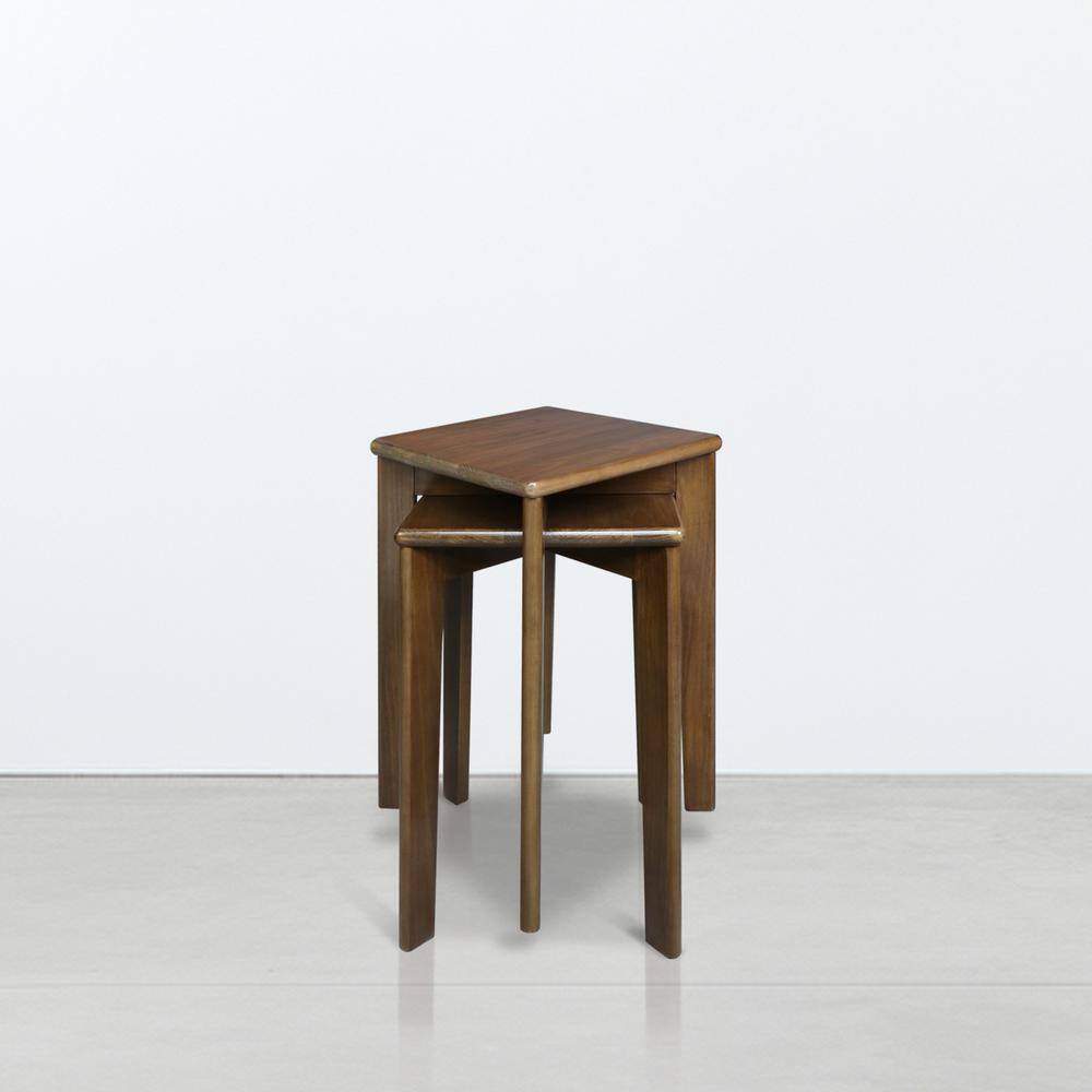 Walnut American Hardwood Stackable Square Stool Set