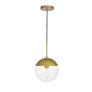 Timeless Home Ellie 1-Light Brass Pendant with Clear Glass Shade