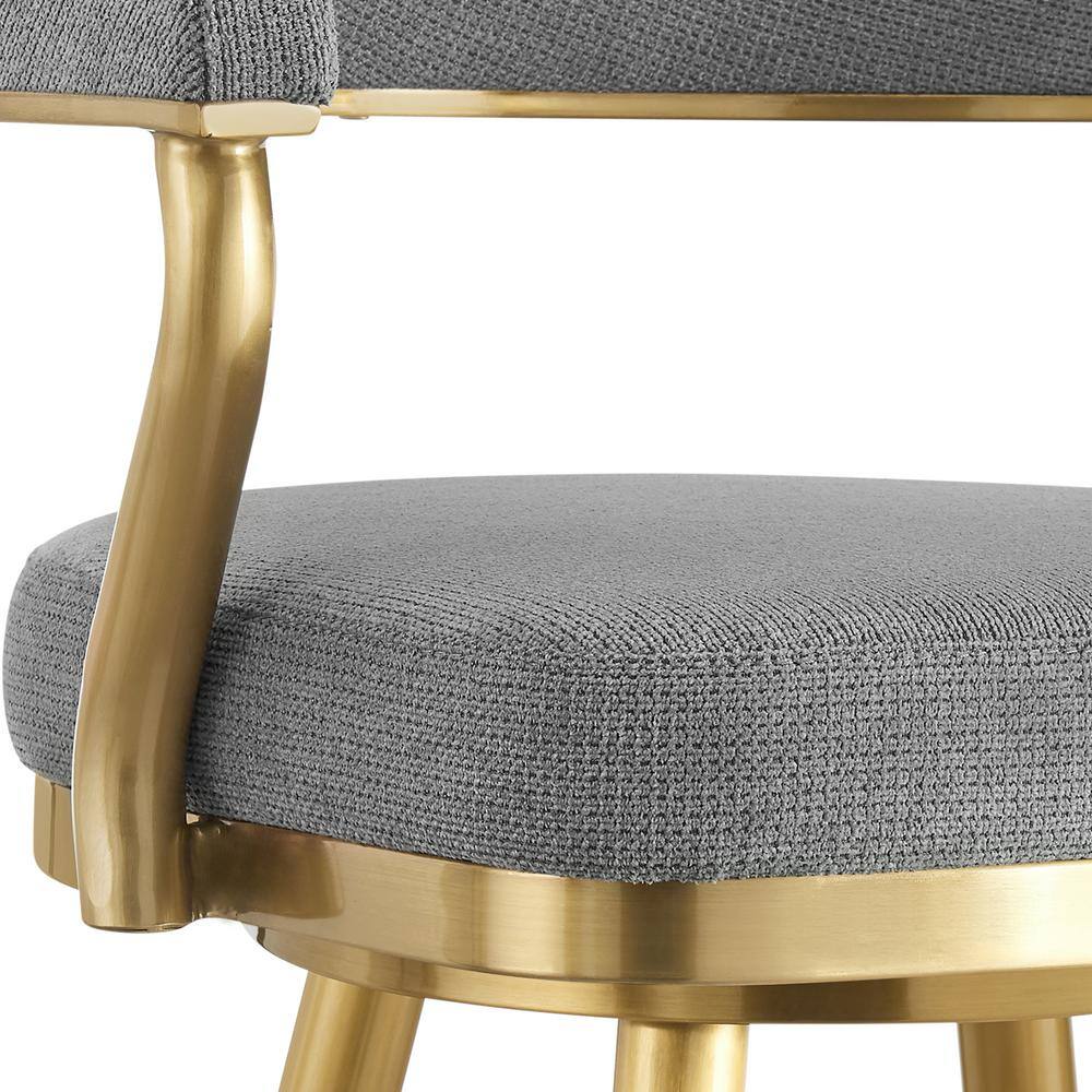 Justin 26" Gray Swivel Counter Stool with Gold Metal Frame