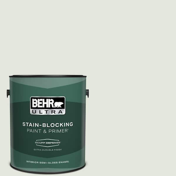 BEHR ULTRA 1 gal. #BL-W06 Whispering Waterfall Extra Durable Semi-Gloss Enamel Interior Paint & Primer