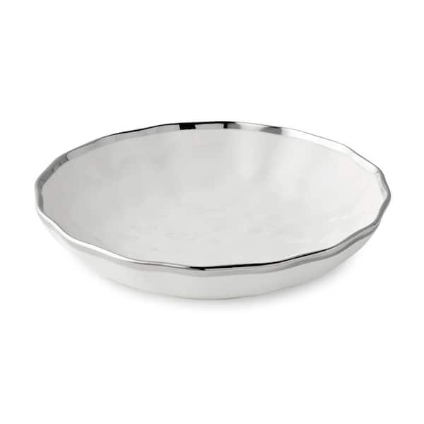 Certified International 36 fl. oz. White and Silver Regency Porcelain Soup Bowl (Set of 4)