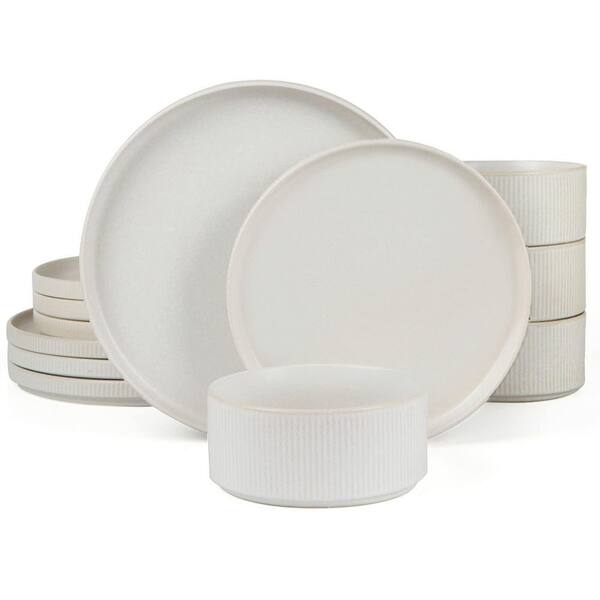 12-Piece Matte White Dinnerware Set Service for 4, Chip and Scratch Resistant, Microwave and Dishwasher Safe Tableware