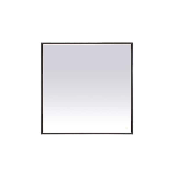 Unbranded Timeless Home 36 in. W x 36 in. H Aluminum Black LED Mirror