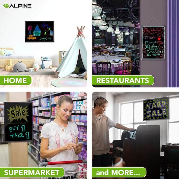 Alpine Industries 24 in. x 32 in. Hanging LED Business Writable