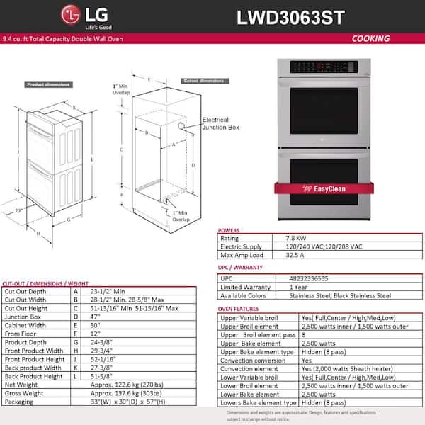 lg double oven lwd3063st