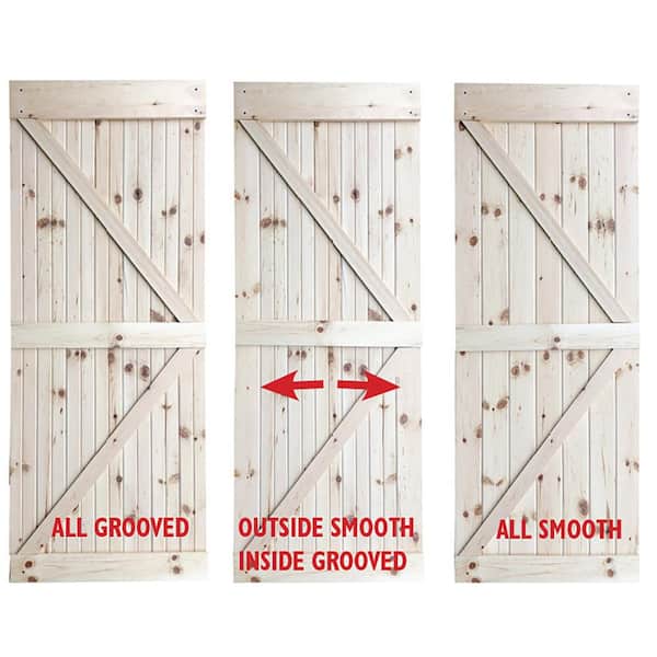 30 in. x 83.5 in. Unfinished K-Bar Solid Core Pine Interior Barn Door Slab Kit 30 in. x 83.5 in. Unfinished K-Bar Solid Core Pine Interior Barn Door Slab Kit