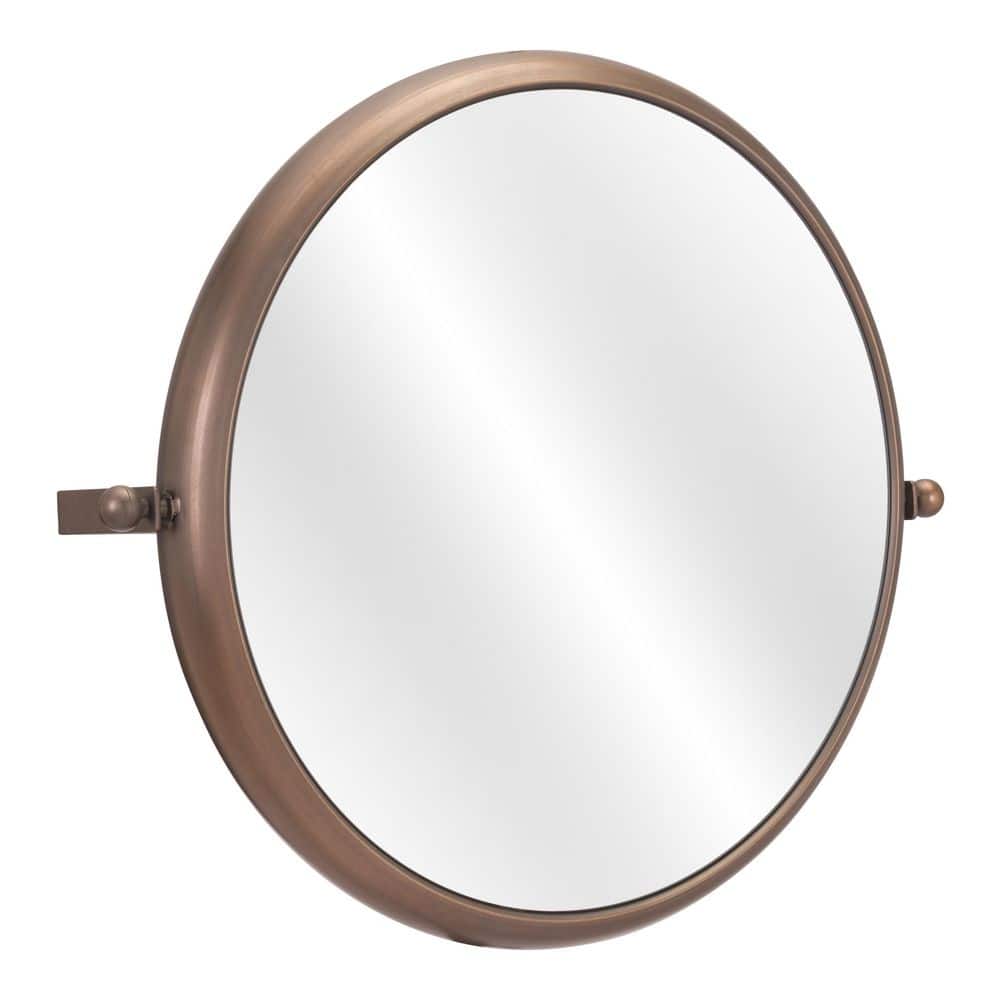 Modern Bronze 24 in. W x 20.3 in. H Rand Round Metal Accent Mirror price history on PriceWatchPro