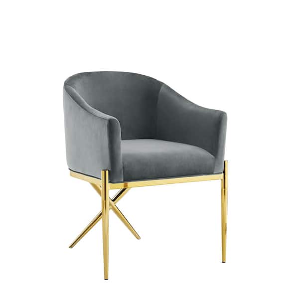 Best Master Furniture Dalton Gray Gold Velvet Side Chair