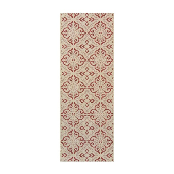 Gertmenian Paseo Powis Grain/Red 2 ft. x 6 ft. Trellis Indoor/Outdoor Area Rug