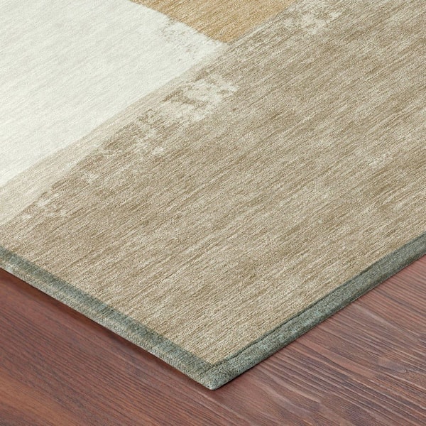 Chantille Machine Washable Indoor/Outdoor Abstract ACN2511 Beige 8 ft. x 8 ft. Round Rug