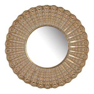 18.5 in. W x 18.5 in. H Contemporary Transitional Beaded Sunburst Mirror Round Accent Wall Mirror for Indoor Decor