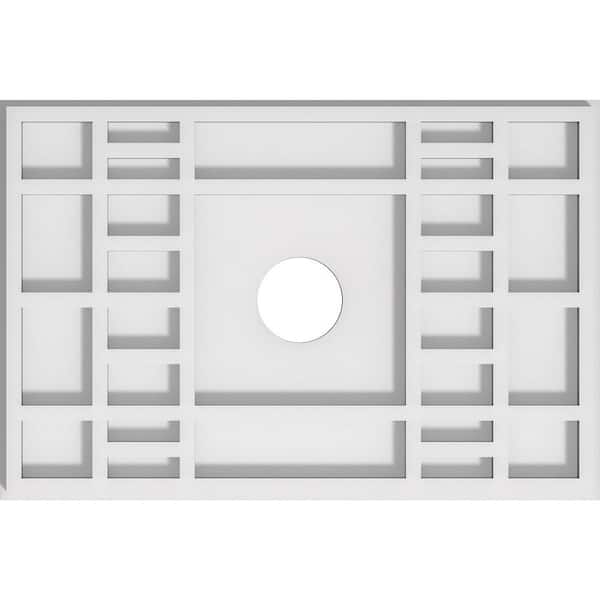 Ekena Millwork 1 in. P X 14 in. W X 9-3/8 in. H X 2 in. ID Beaux Architectural Grade PVC Contemporary Ceiling Medallion