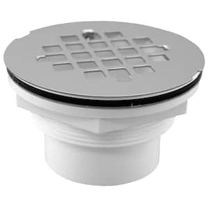 2 in. PVC Drop-in Solvent Outlet Shower Stall Drain with 4 in. Round Stainless Steel Strainer