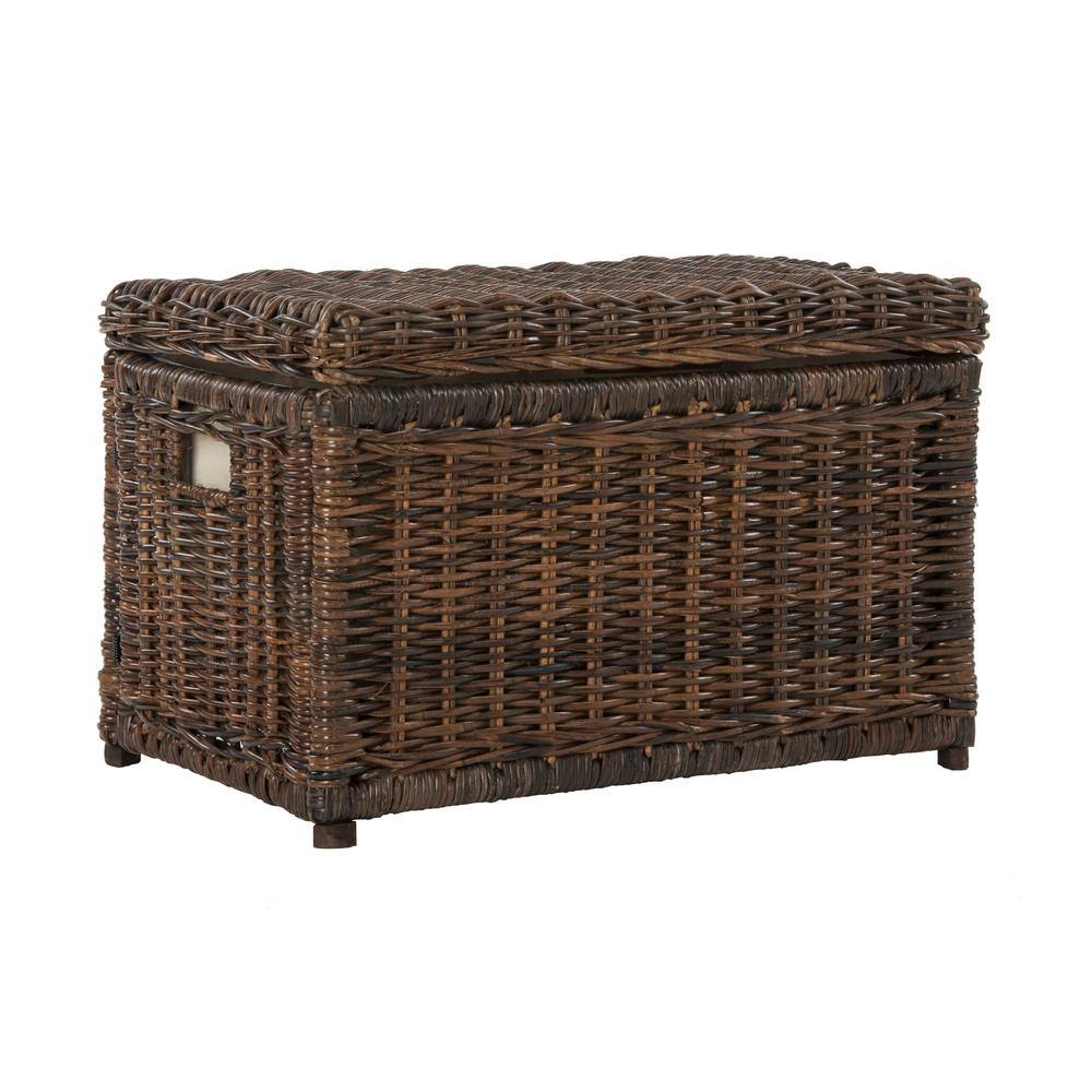 Elijah 30" Chestnut Brown Wicker Storage Trunk with Removable Lid