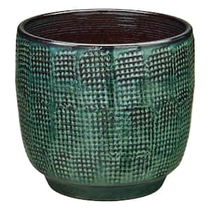 12 in. Genevieve Blue/Black Gradient Glazed Ceramic Planter (12 in. D x 12 in. H) with Drainage Hole