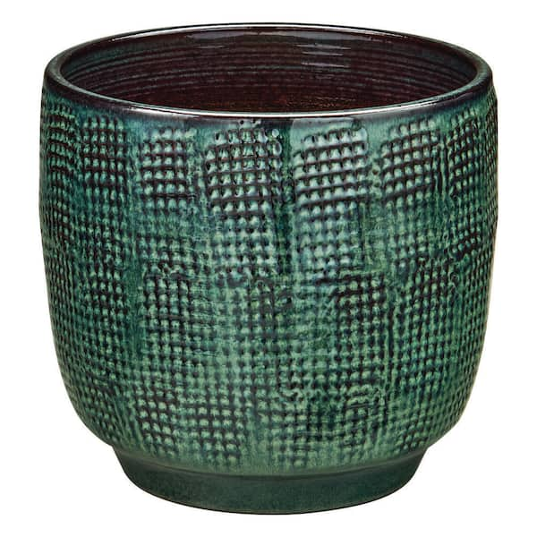 12 in. Genevieve Blue/Black Gradient Glazed Ceramic Planter (12 in. D x 12 in. H) with Drainage Hole