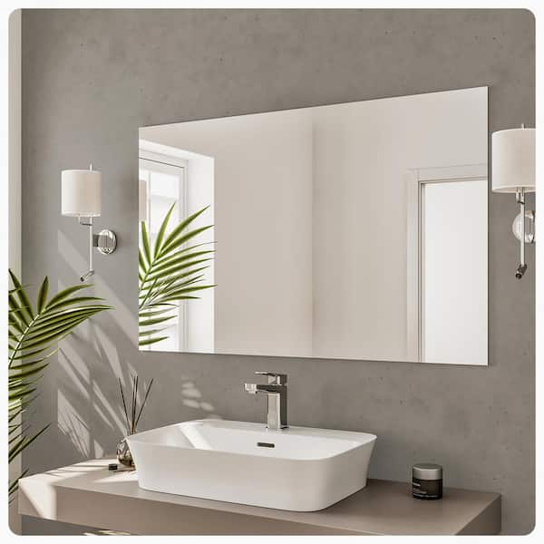 Sleek 30 in. W x 60 in. H Frameless Wall Mounted Vanity Bathroom Mirror in Glass Sleek 30 in. W x 60 in. H Frameless Wall Mounted Vanity Bathroom Mirror in Glass