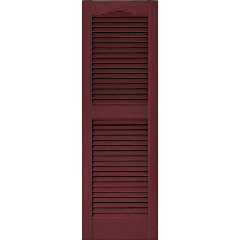 Builders Edge Builders Edge 15 in. x 48 in. Louvered Vinyl Exterior Shutters Pair in ...