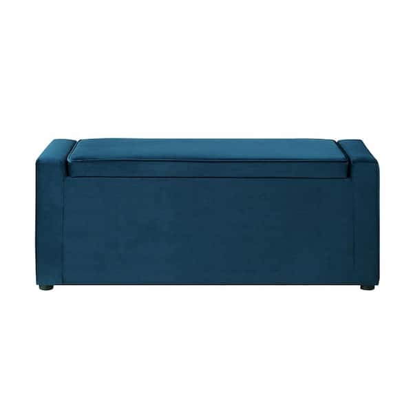 HomeRoots Amelia  Navy Blue 46.5 in. Velvet Bedroom Bench Backless Upholstered