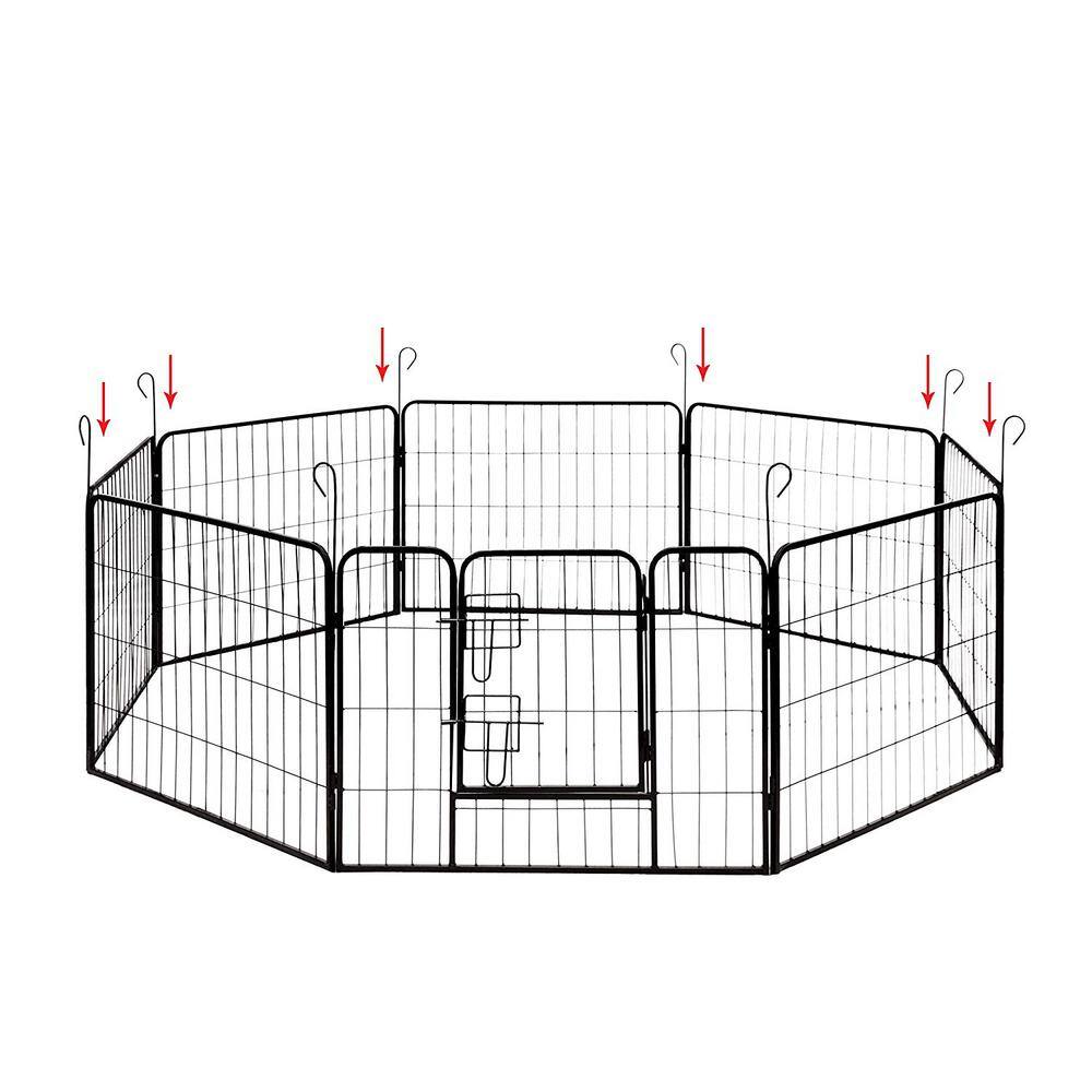 Heavy-Duty Black Metal Pet Playpen with Door