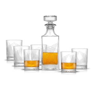 Gatsby Art Deco 7-Piece Glass Whiskey Decanter 27 oz. with stopper and Double Old Fashion 10 oz. Glasses Set