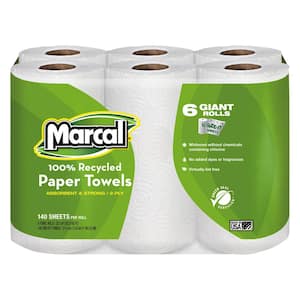 2-Ply 5.5 in. x 11 in. 100% Premium Recycled Kitchen Paper Towel Roll, (140 Sheets Per Roll, 6 Rolls/Pack)