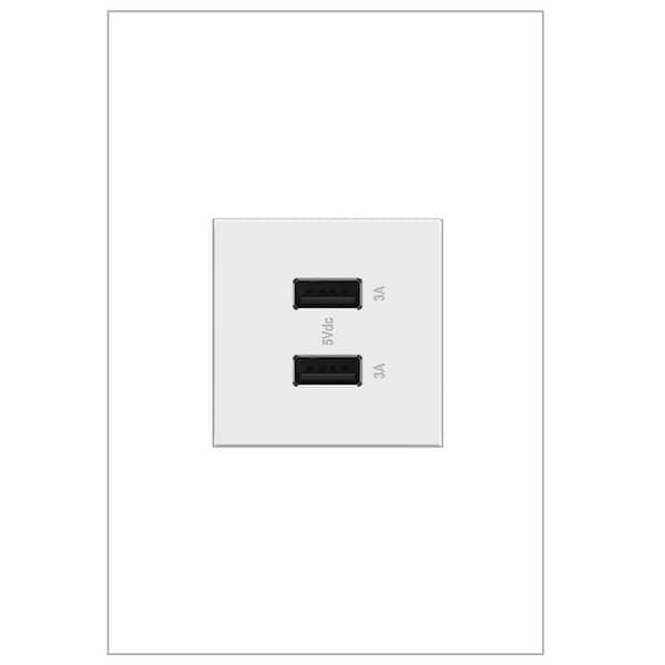 Legrand adorne 6.0 Amp Ultra-Fast USB Type A/A Duplex Outlet, White