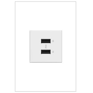 adorne 6.0 Amp Ultra-Fast USB Type A/A Duplex Outlet, White
