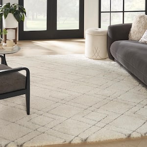 Dreamy Shag Ivory 8 ft. x 10 ft. All-over design Contemporary Area Rug