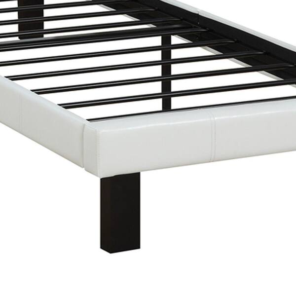 Modern White Faux Leather Twin Bed Frame with Tufting Headboard and Footboard 