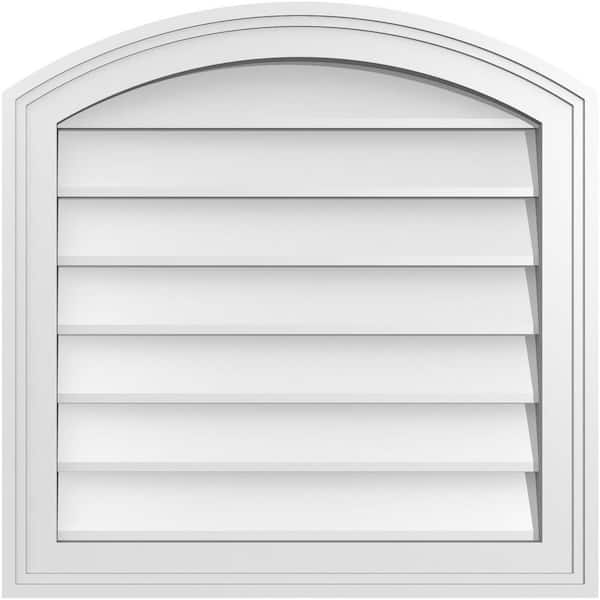 Ekena Millwork 22" x 22" Arch Top Surface Mount PVC Gable Vent: Functional with Brickmould Frame