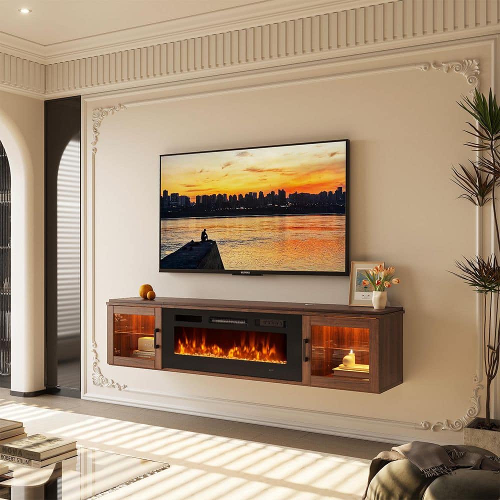 Sizzim 70 in. Wall Mount Floating Mount Modern MDF Electric