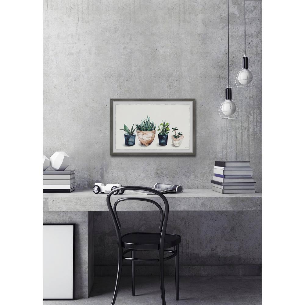 Framed Watercolor Print of Potted Plants, 8" x 12"