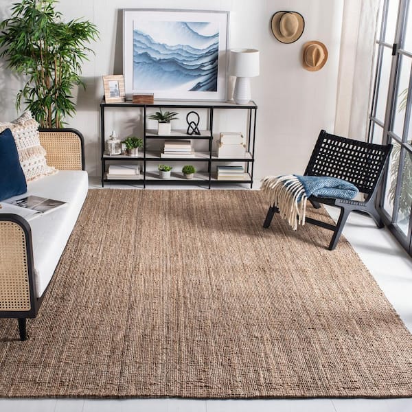 Natural Fiber 7 ft. x 7 ft. Square Gray Solid Color Area Rug