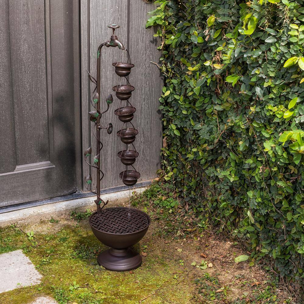 Bronze 6-Cup Tiered Outdoor Floor Fountain