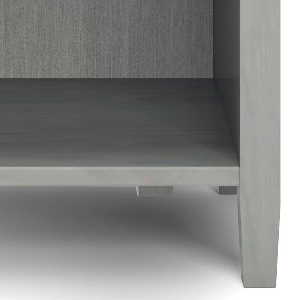 Fog Grey Solid Wood 2-Drawer Nightstand with Open Shelf