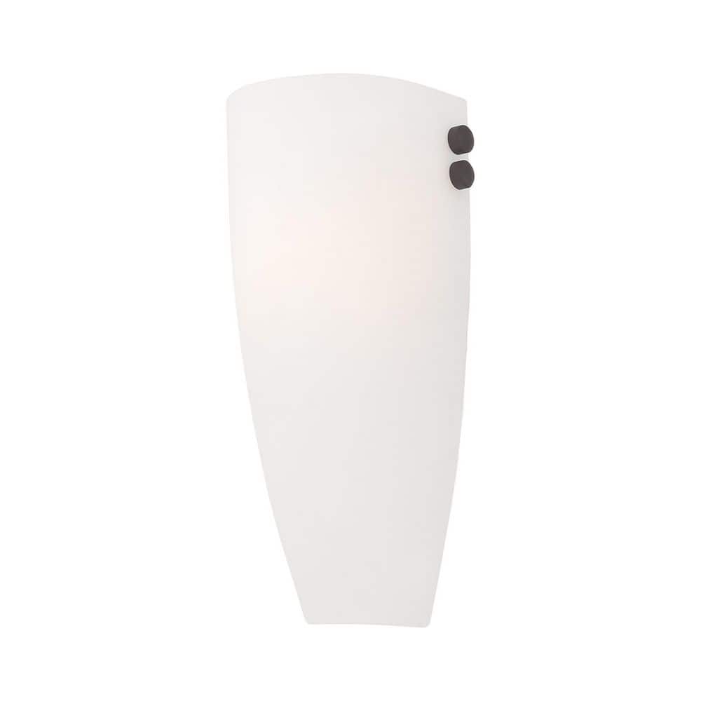 Coronado Bronze & Brushed Nickel Dimmable Wall Sconce with Satin White Glass