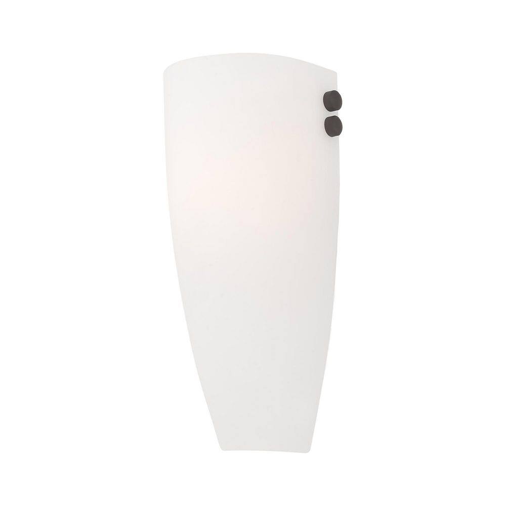 Coronado Bronze & Brushed Nickel Dimmable Wall Sconce with Satin White Glass