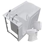 Nova Heated 52.8 in. Walk-In Non-Whirlpool Bathtub in White with 1.6 GPF Single Flush Toilet