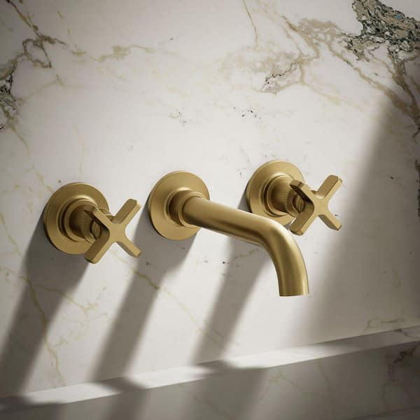 KOHLER Castia By Studio McGee Wall-Mount Bathroom Sink Faucet Trim 1.2 GPM in Vibrant Brushed Moderne Brass