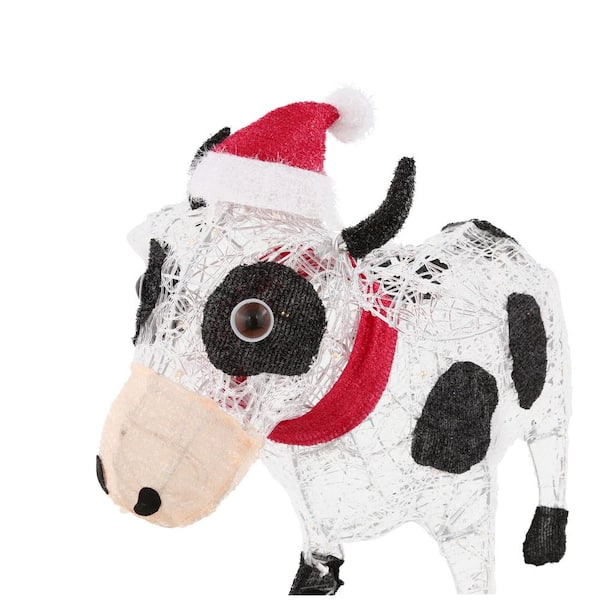 Home Accents Holiday 3 ft. 150 LED Cow with Santa Hat Outdoor ...