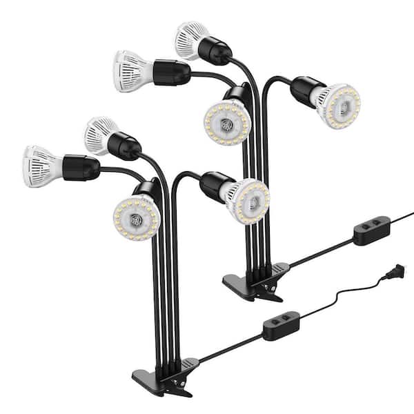 600-Watt Equivalent Black Full Spectrum Clip-on Gooseneck LED Grow Light for Indoor Plants 4000K Daylight (2-Pack)