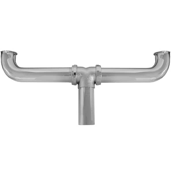 JONES STEPHENS 1-1/2 in. x 16 in. Chrome Plated Brass Direct Connection Center Outlet Waste 22 Gauge