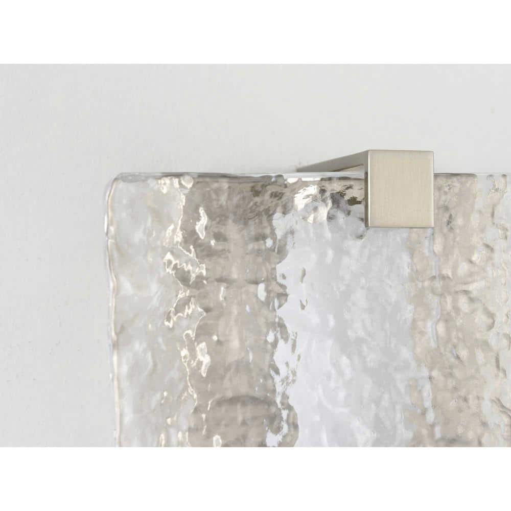Brushed Nickel LED Sconce with Clear Stone Glass Shade