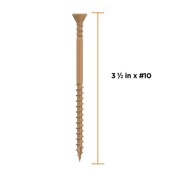 #10 x 3-1/2 in. Tan ACQ Rated Star Drive Flat Head Wood Deck Screw (1350-piece)
