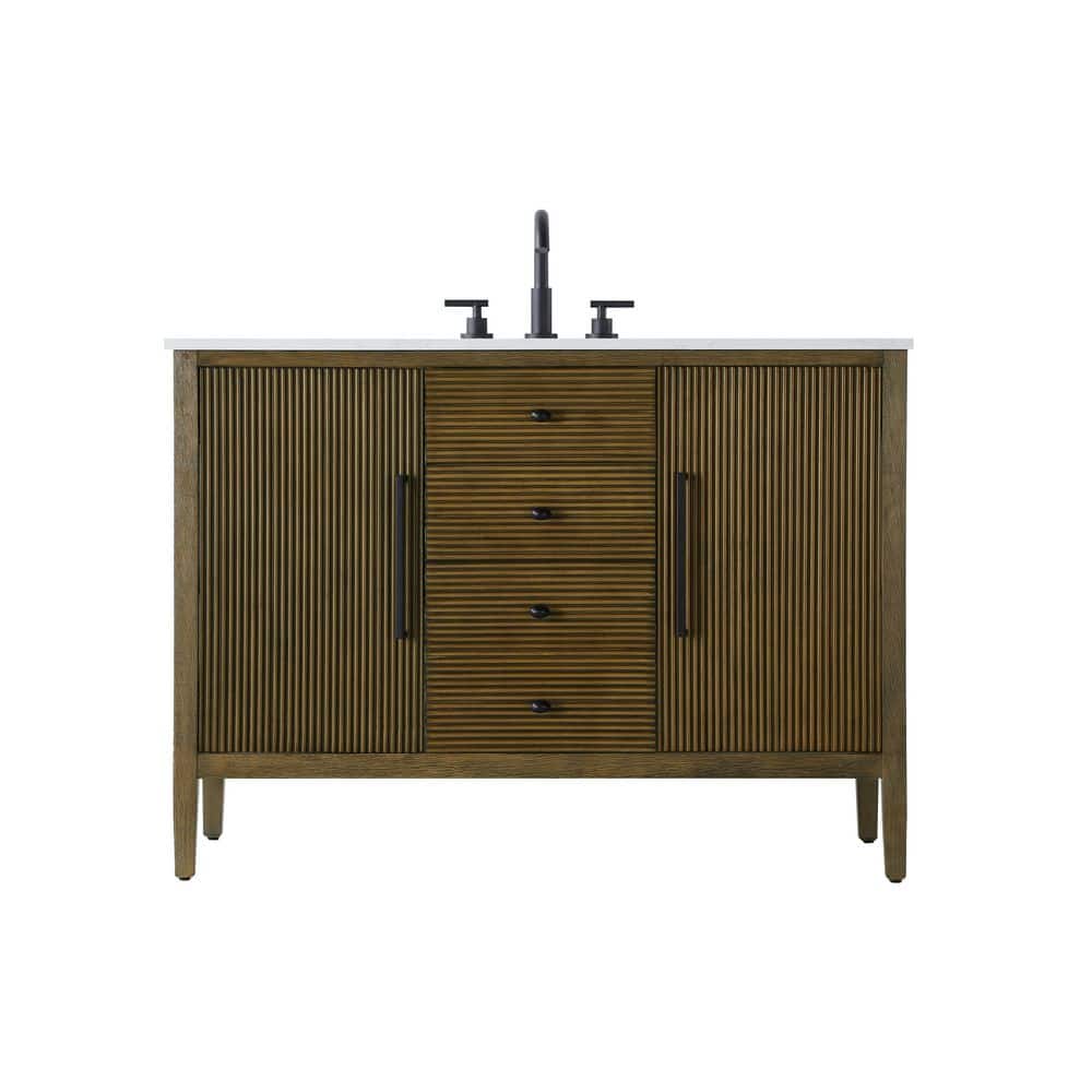 48 in. Single Sink Hazel Oak Bath Vanity with White Engineered Marble Top price history on PriceWatchPro