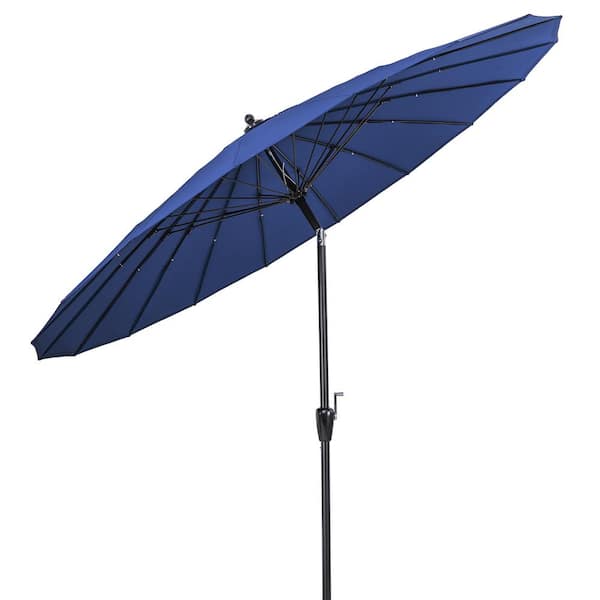9 ft. Round Market Patio Umbrella with 18 Fiberglass Ribs in Navy