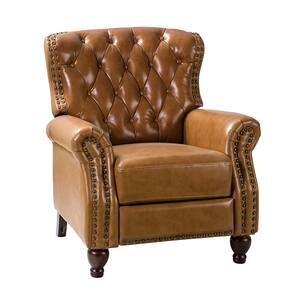 Isabel Camel Genuine Leather Recliner with Tufted Back and Rolled Arms