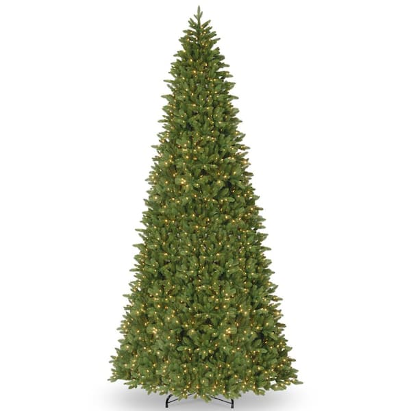 National Tree Company 12 ft. Feel Real Ridgewood Spruce Slim Hinged Tree with 1400 Dual Color LED Lights Plus PowerConnect
